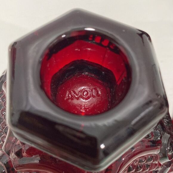 Avon Vintage Cape Cod Ruby Red Collection 3oz Wine Goblet With Candle Sticks - Picture 8 of 11
